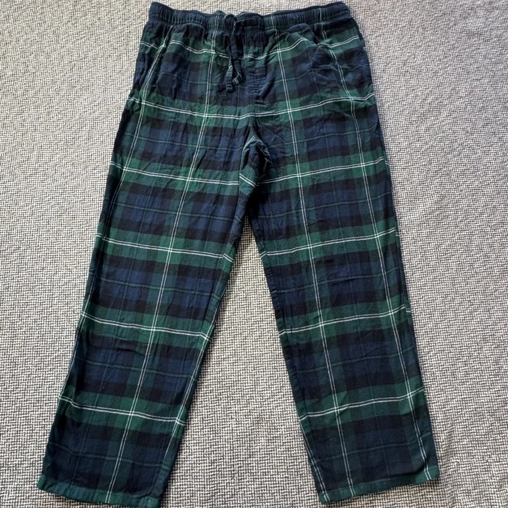 Old Navy Mens XXL Green Navy Blue Watch Plaid Flannel Pajama Pants Loungewear